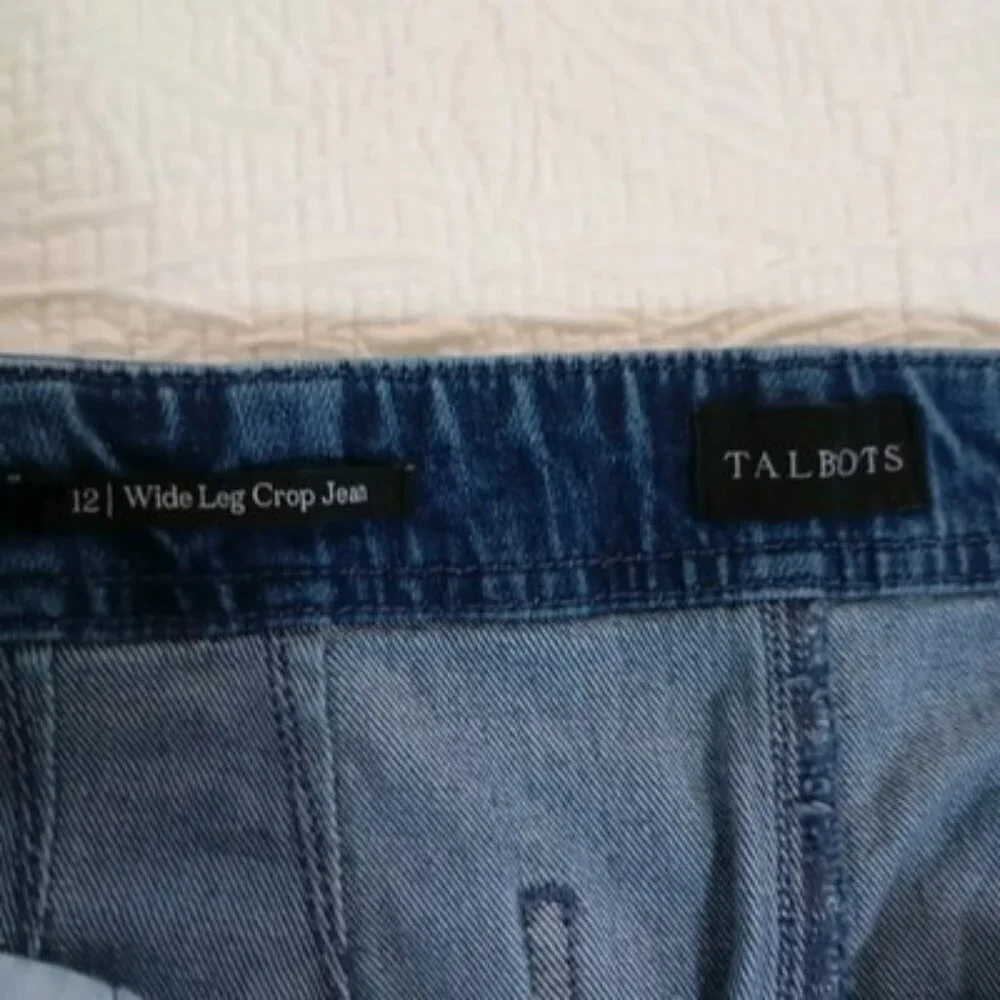 Talbots Jeans Wide-Leg Crop Size 12 Blue Womens